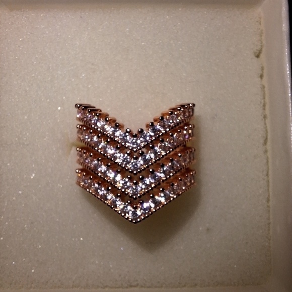 Callura Rose Goldtone Four-Layer Pave Ring with Swarovski Crystals - Picture 2 of 11